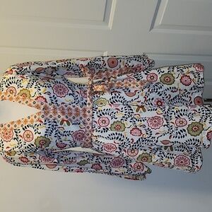Boden Multicolor Floral Long Sleeve Mini Cotton Dress Fit & Flare Size 4